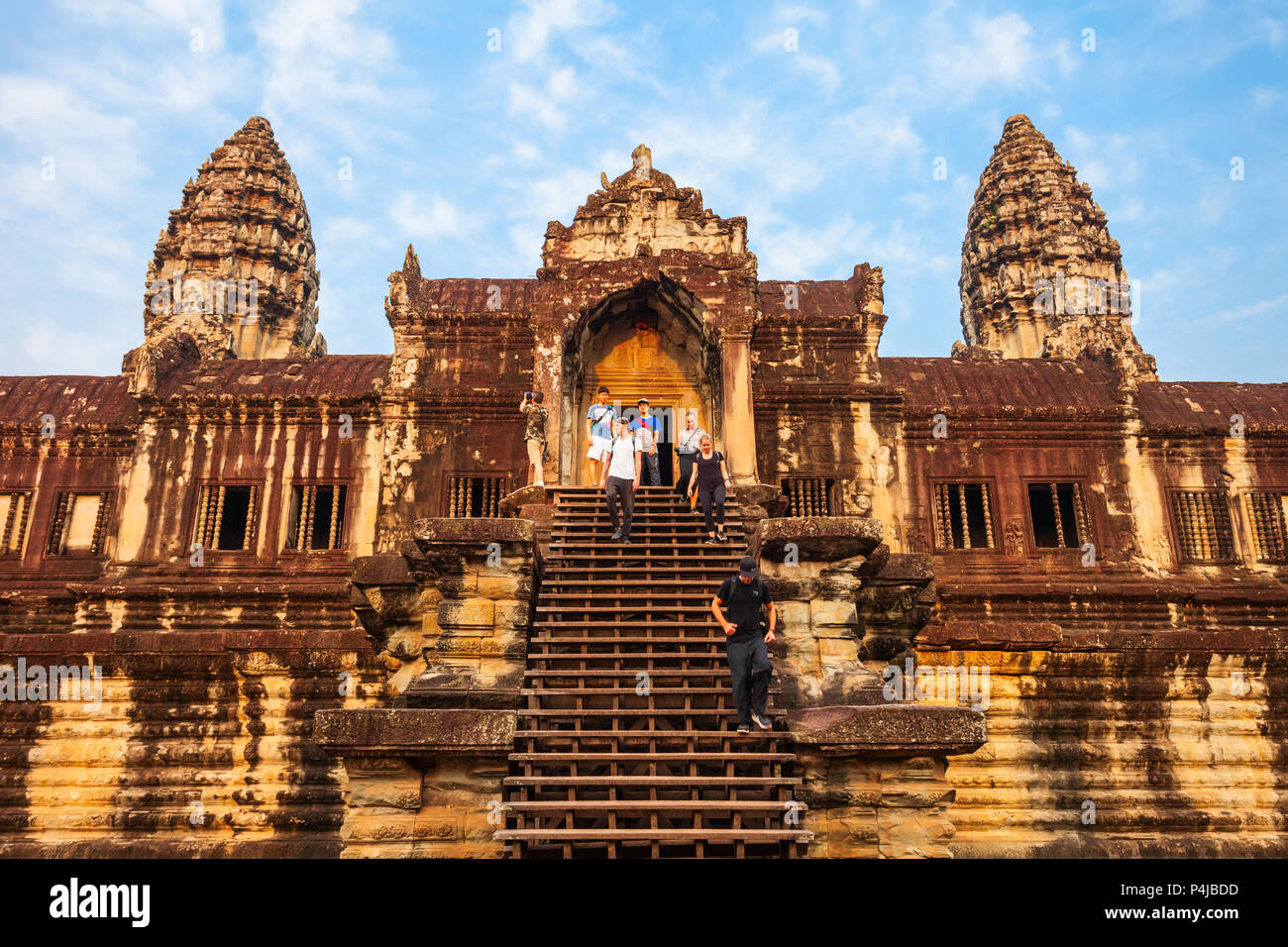 Angkor Wat temple in Siem Reap in Cambodia. Angkor Wat is the largest religious monument in the world. Stock Photo