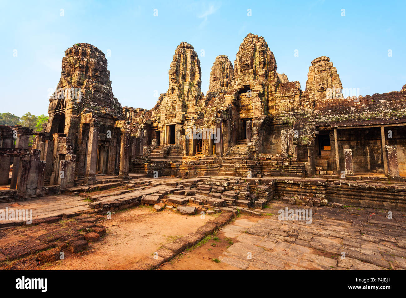 Bayon is a well known khmer temple at Angkor in Cambodia Stock Photo