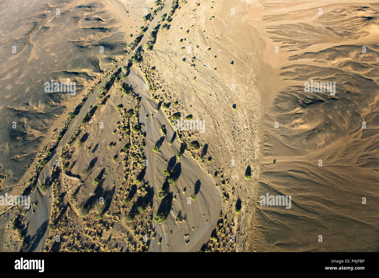 Flat of the Namib Naukluft National Park in Namibia with balloon in the sky Stock Photo