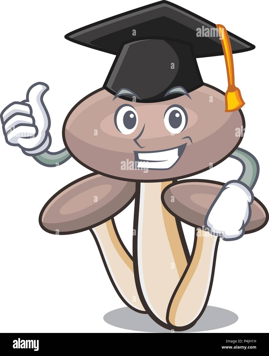 Graduation honey agaric mushroom character cartoon Stock Vector
