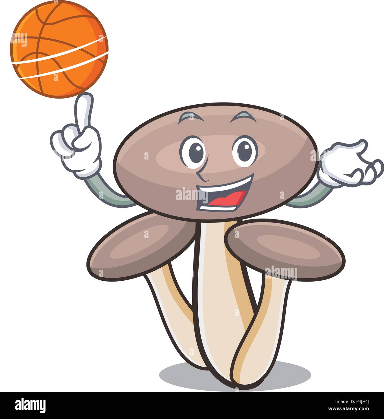 With basketball honey agaric mushroom character cartoon Stock Vector