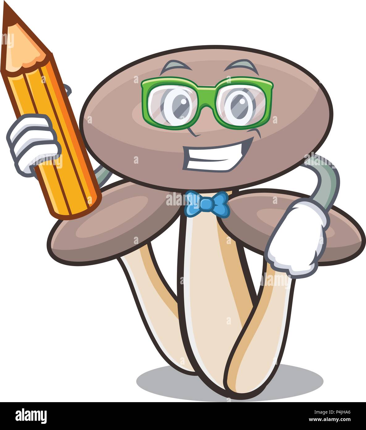 Student honey agaric mushroom character cartoon Stock Vector