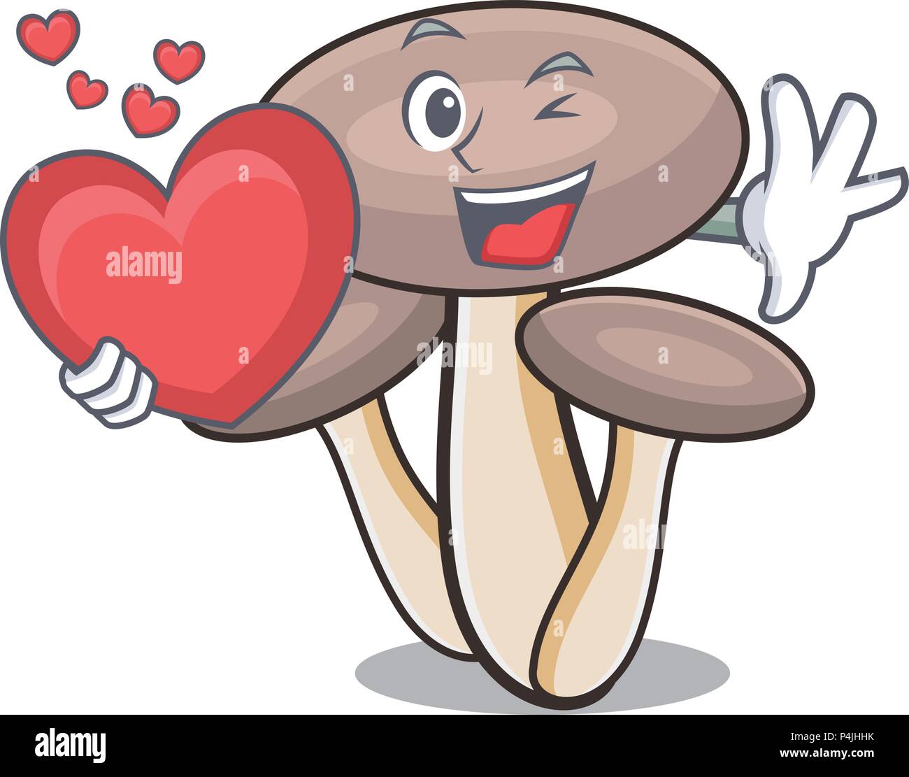 With heart honey agaric mushroom mascot cartoon Stock Vector