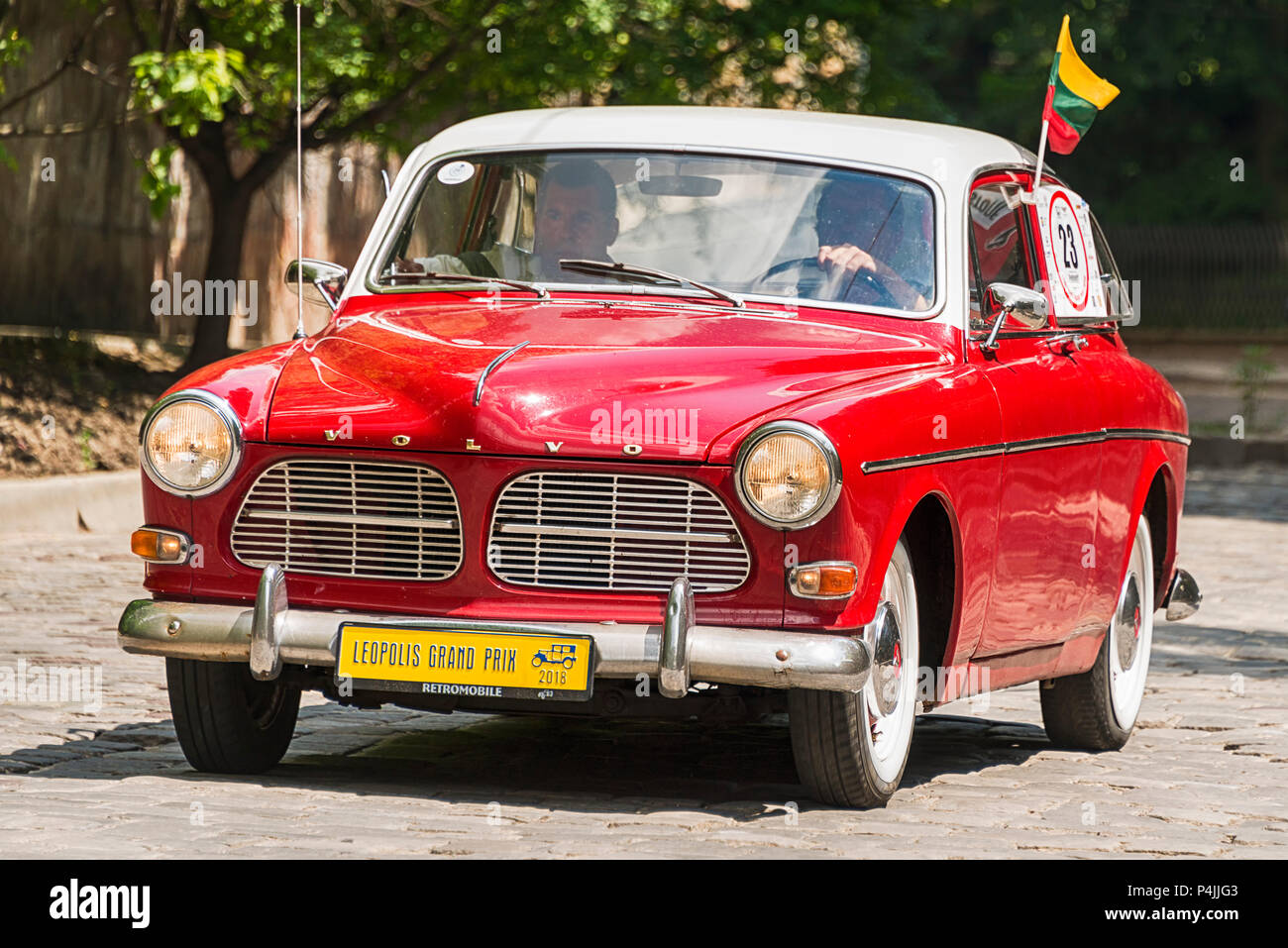 Lviv, Ukraine - June 3, 2018:Old retro car Volvo Amazon 13134 its owner and  an unknown passenger taking participation in race Leopolis grand prix 201  Stock Photo - Alamy