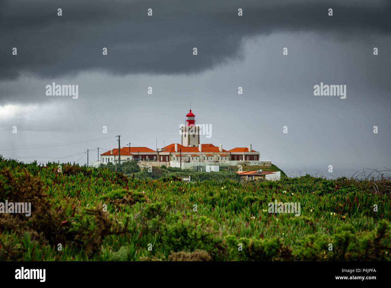 Cabo da Roca Lighthouse under the storm Stock Photo Alamy