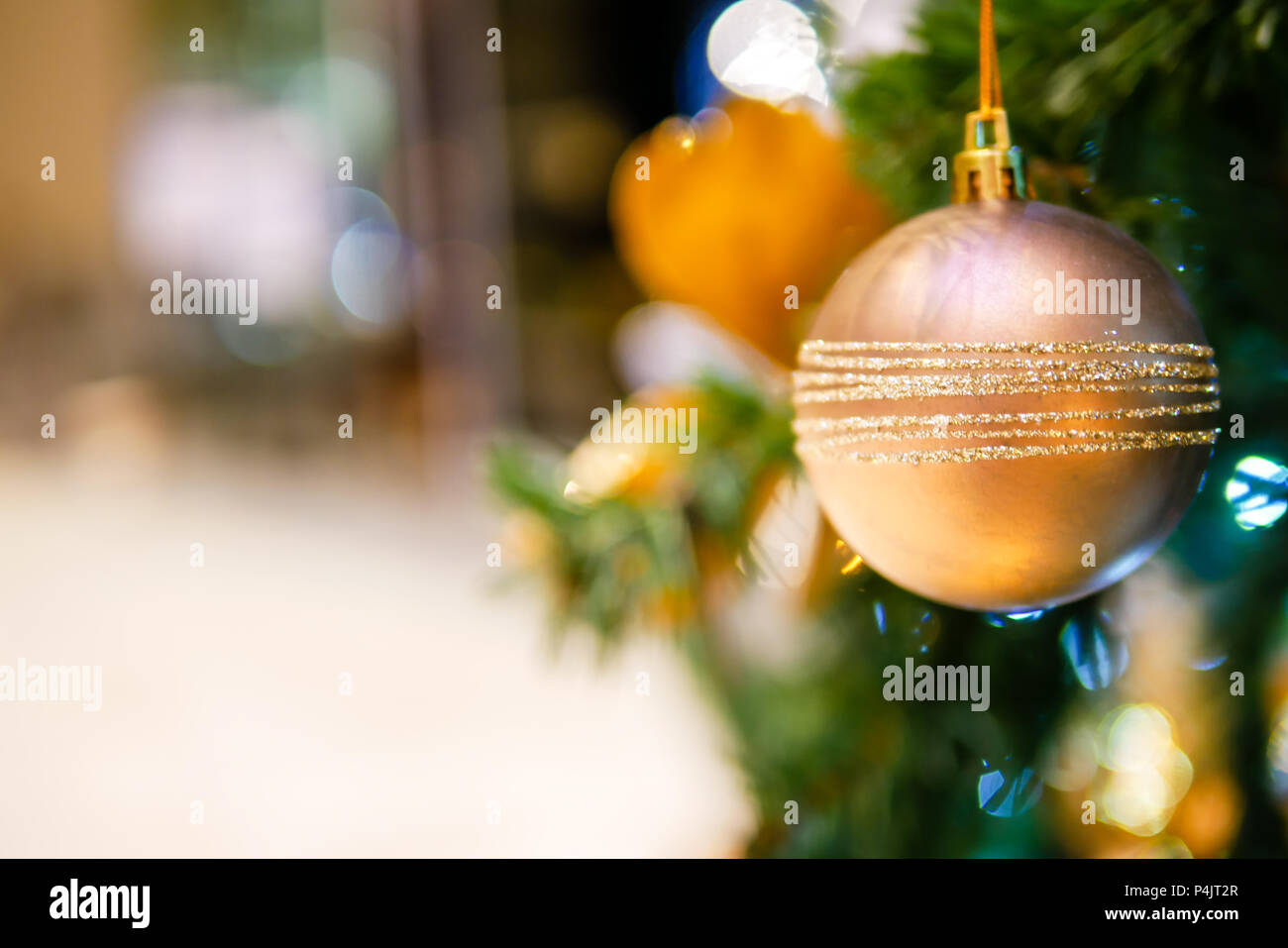 christmas tree with gold ball glitter Stock Photo
