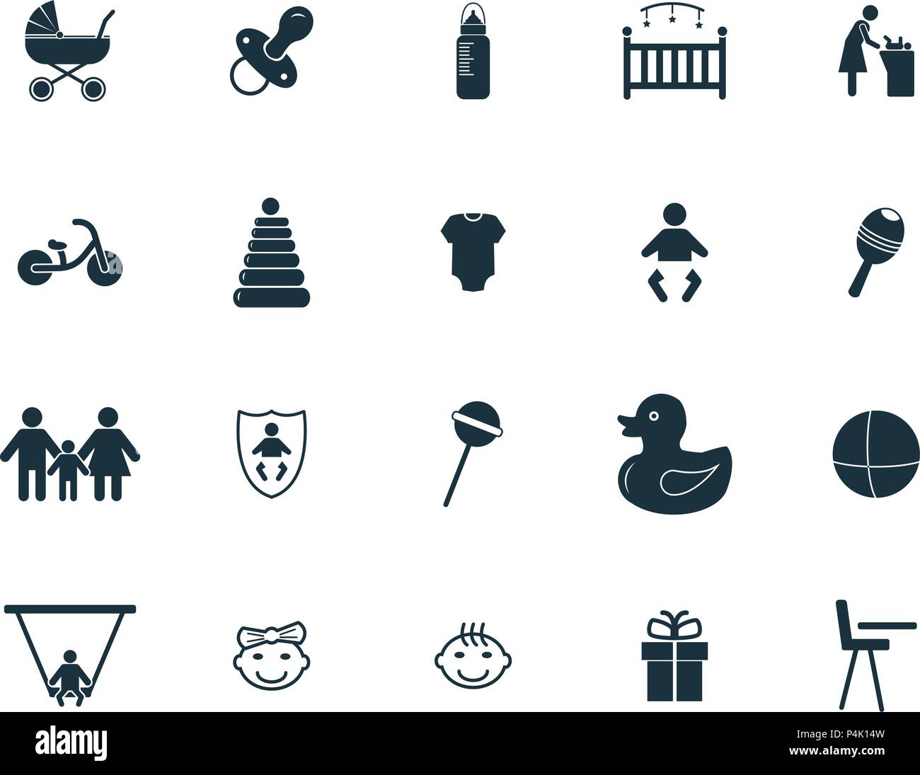 Baby icons set. Premium quality symbol collection. Baby icon set simple elements. Stock Vector