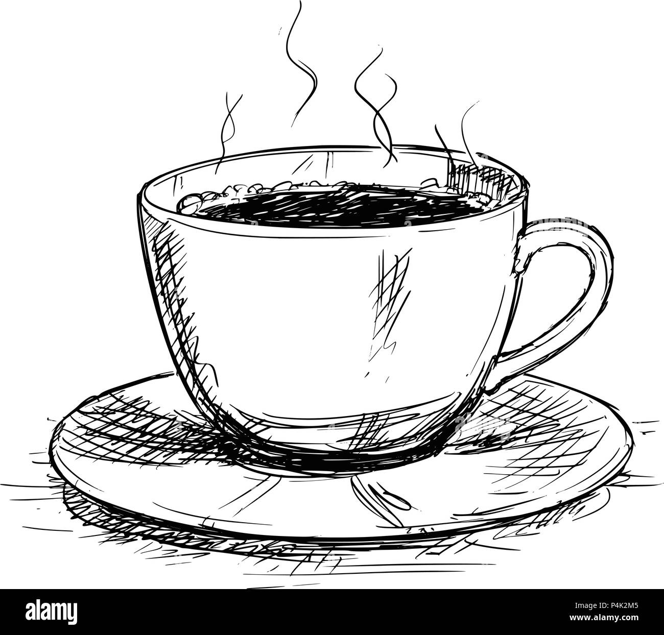 Vector Sketch Drawing Illustration of Coffee Cup Stock Vector Image & Art -  Alamy