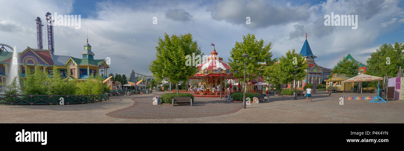 Sochi, Russia-June 19, 2018: Panorama of the amusement Park for children and adults. Stock Photo