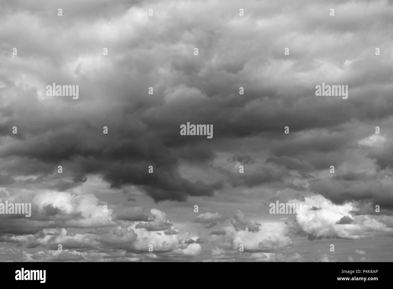 Cloudy sky over horizon. Gray clouds before a thunderstorm Stock Photo