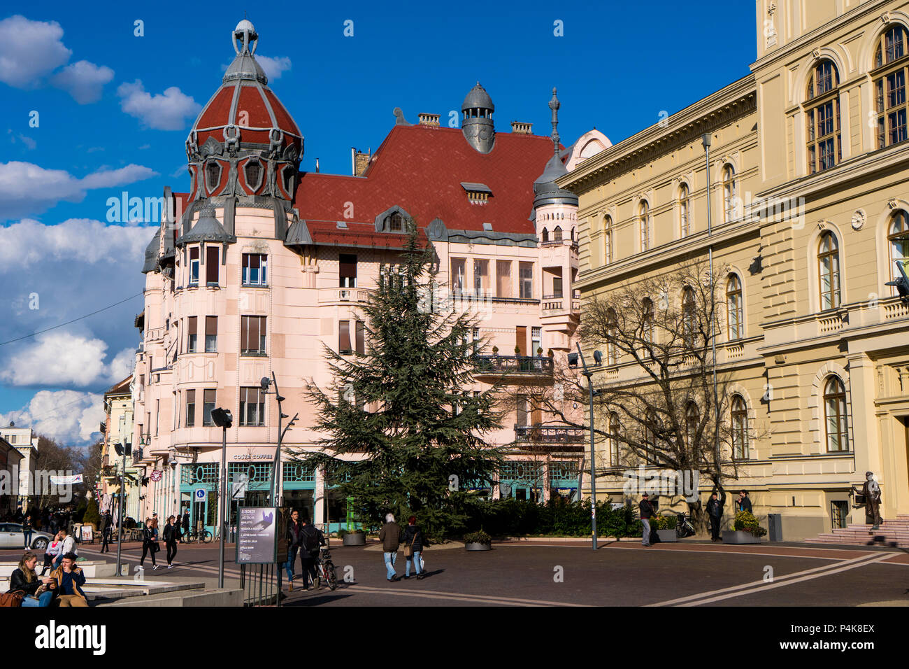 Szeged, Hungary - March 13, 2018: Dugonics square in the center of Szeged Stock Photo