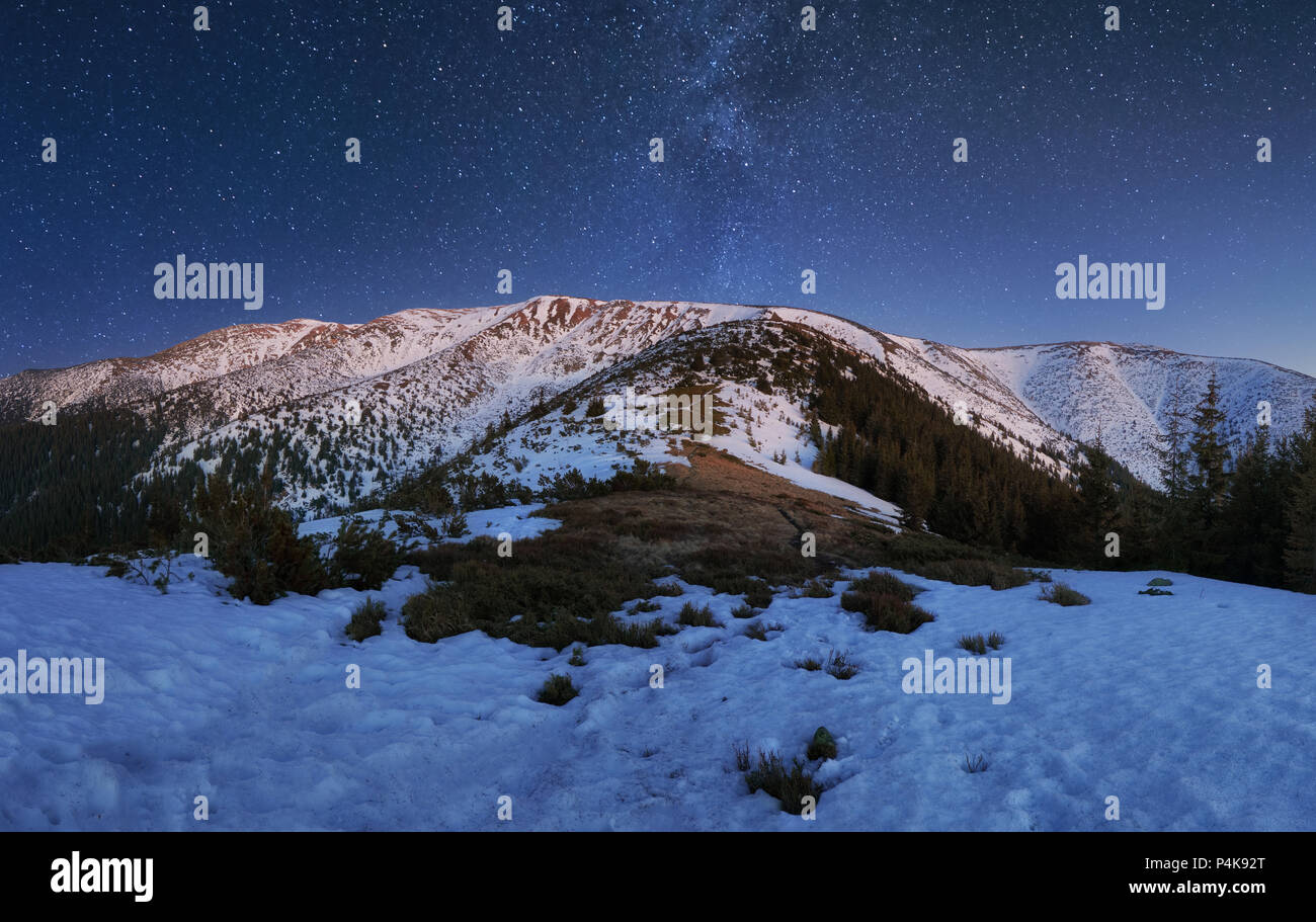 Night mountain panorama in Slovak republic, Low Tatras Stock Photo