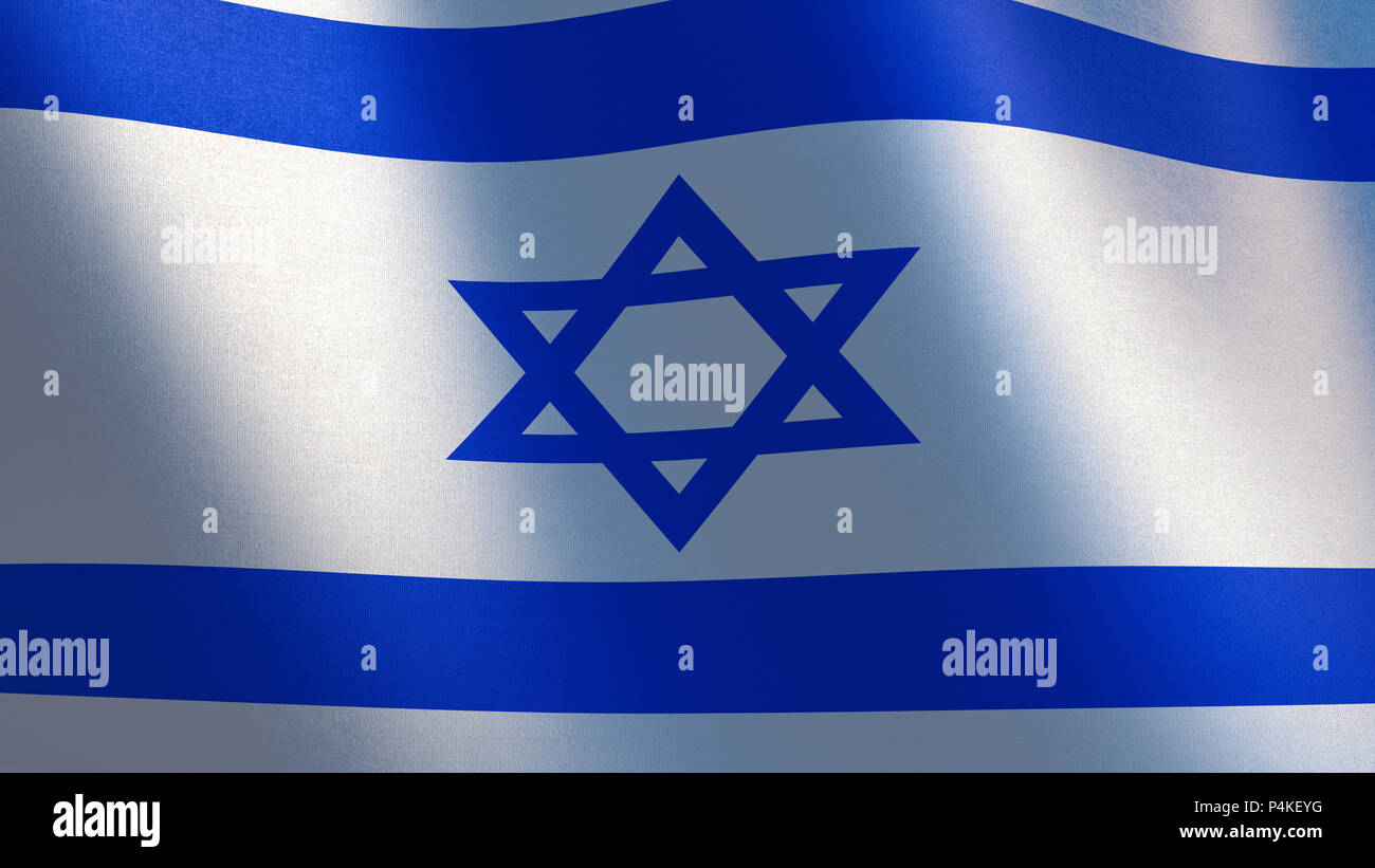 Israeli flag. Waving flag of Israel. 3d illustration Stock Photo - Alamy