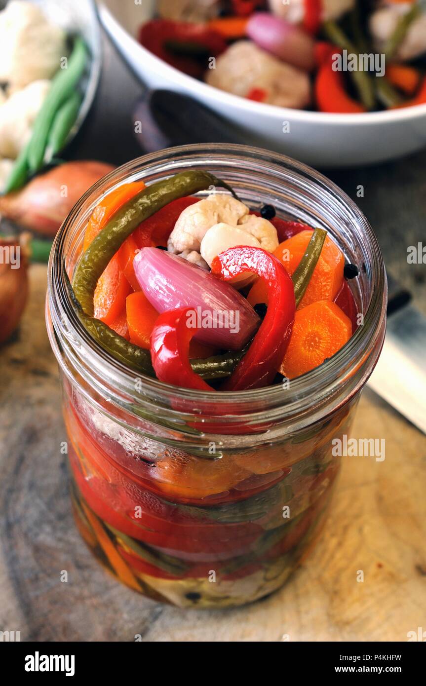 A jar of preserved vegetables Stock Photo Alamy