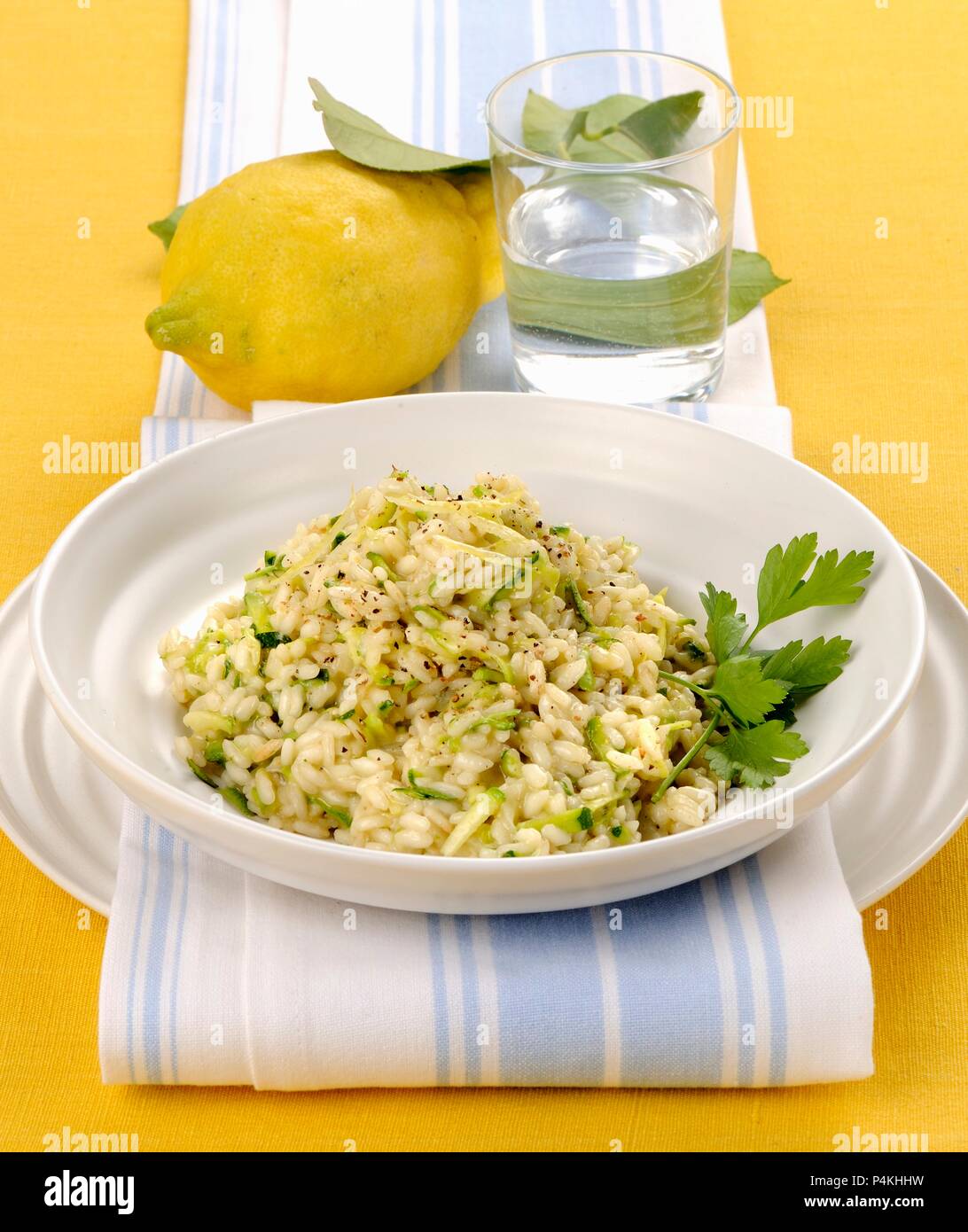 Risotto alle zucchine (courgette risotto with lemon, Italy) Stock Photo