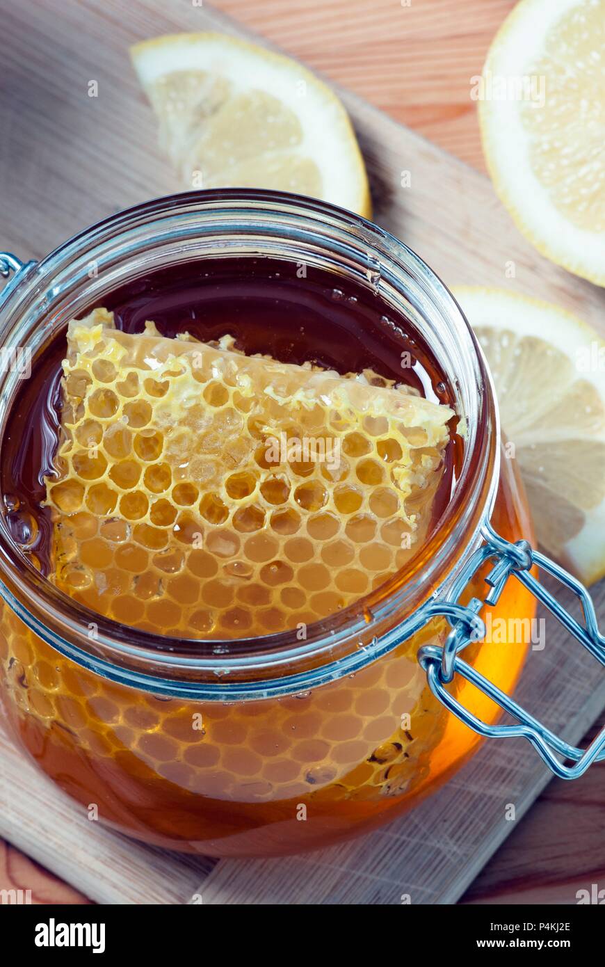 Greek organic honey with in a glass jar Stock Photo Alamy