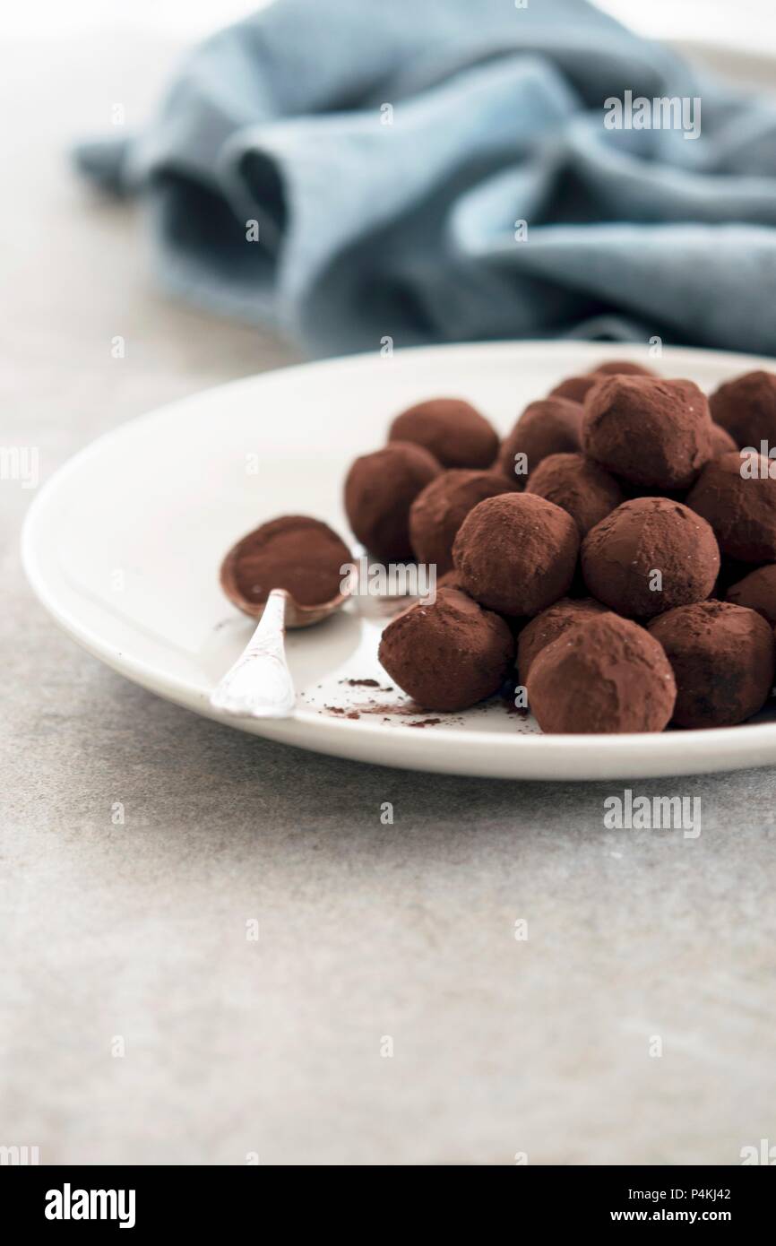 Chocolate Truffles Rolled in Cocoa Stock Photo Alamy