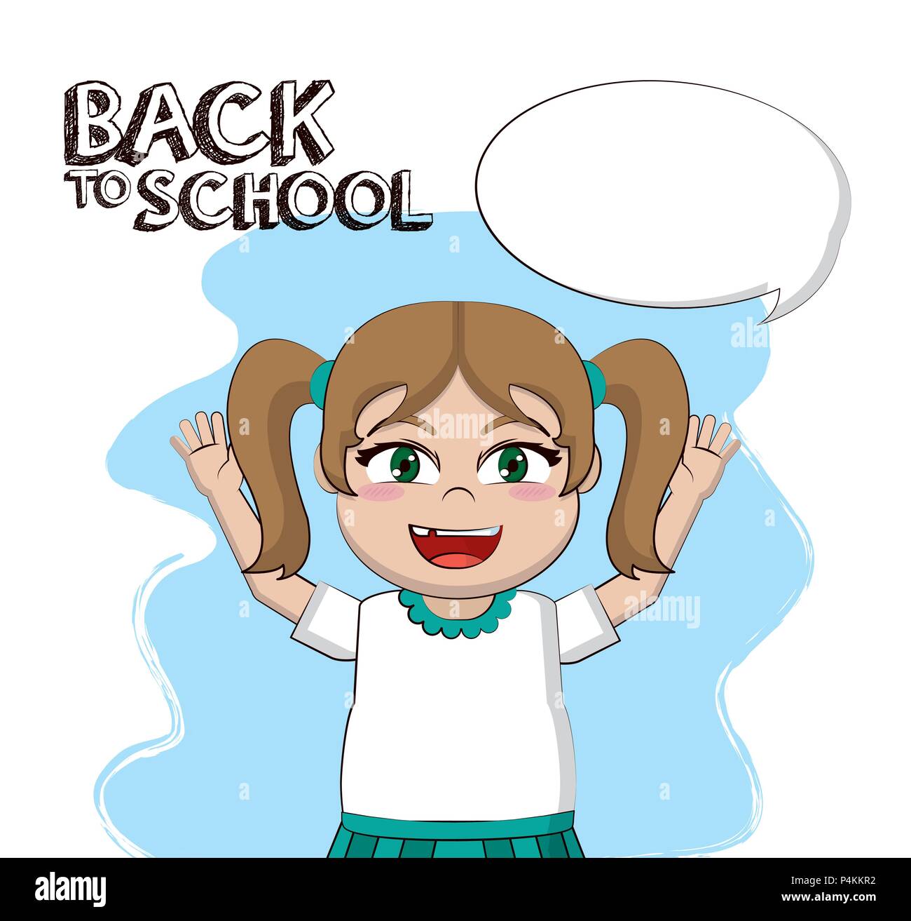 Back to school cute student girl cartoon vector illustration graphic ...