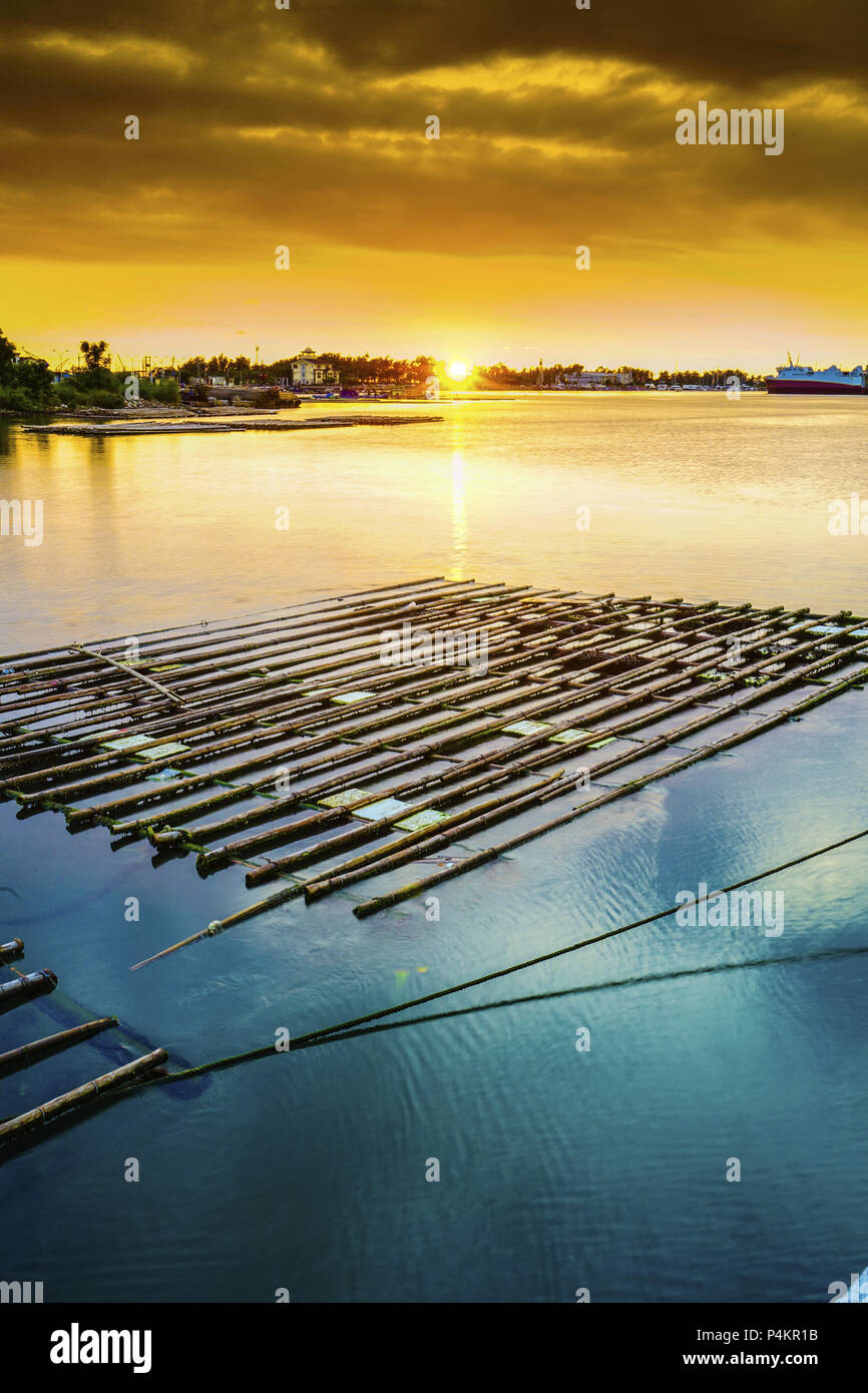 bamboo raft on the sea Stock Photo - Alamy