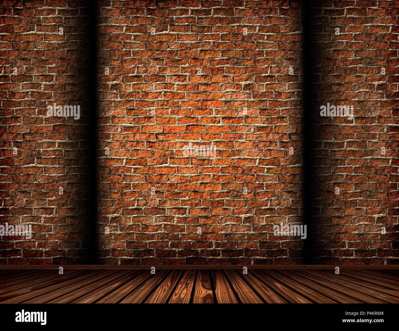 3D render of an interior with a grunge brick wall Stock Photo - Alamy
