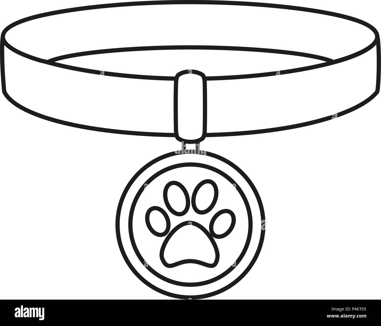 Line art black and white pet collar. Simple supply for domestic animal