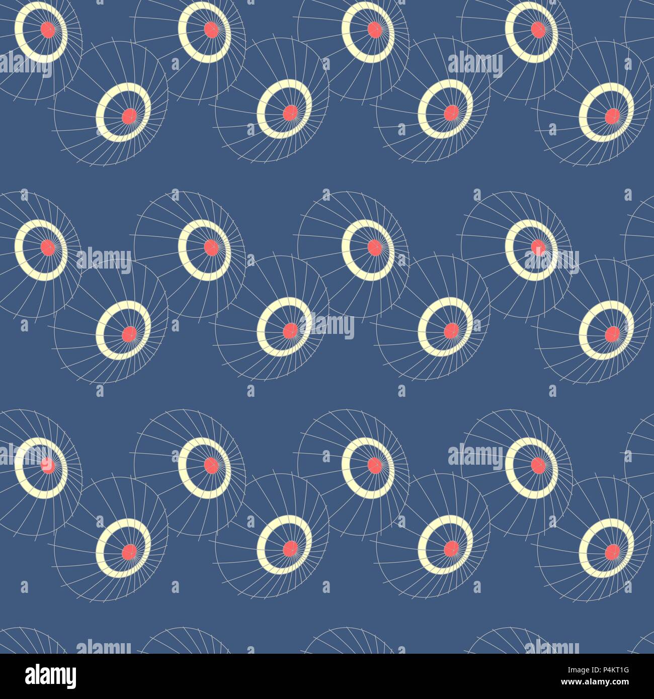 Vector seamless pattern with paths japan umbrellas on dark blue Stock Vector