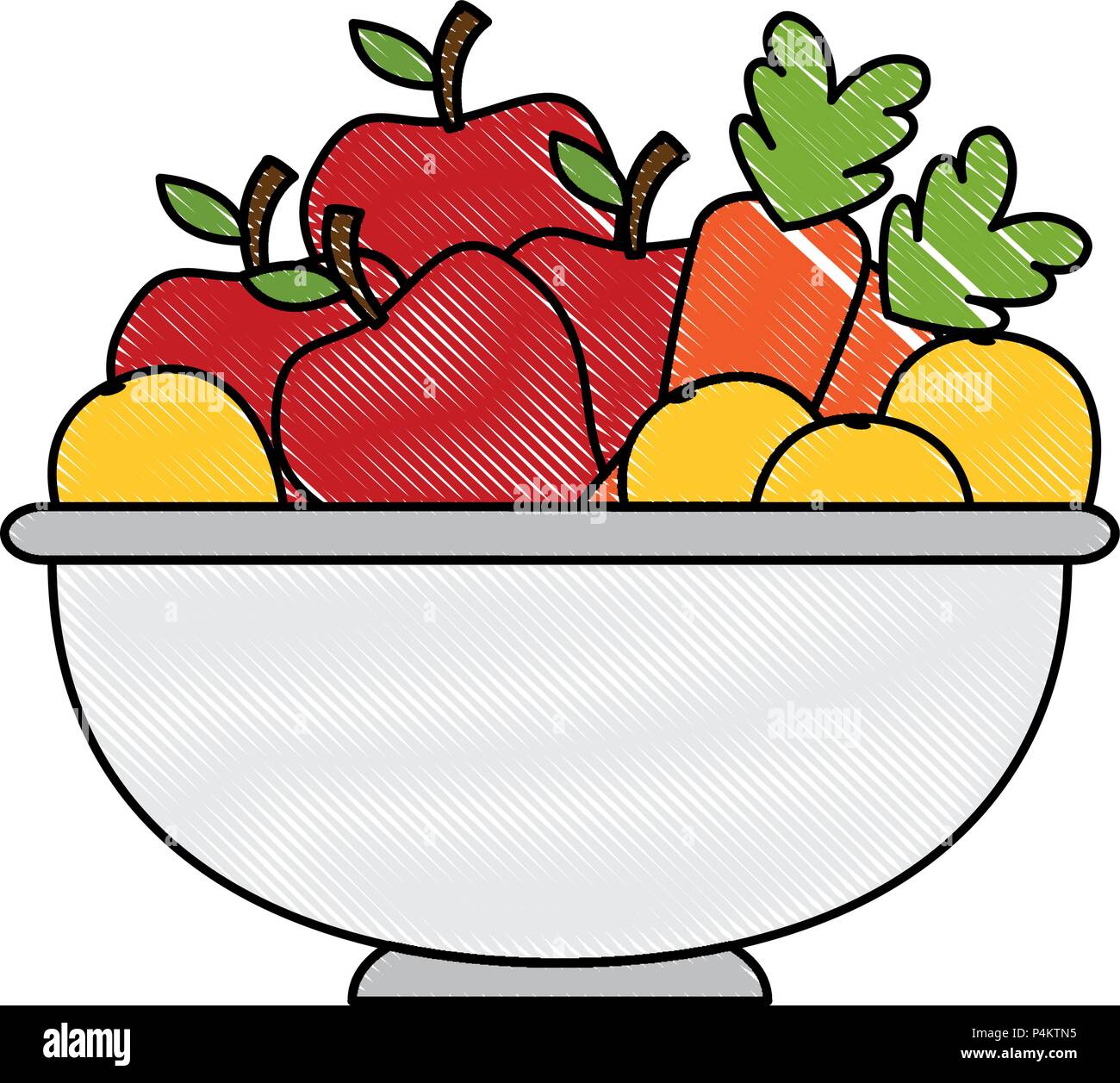 fruits and vegetables in bowl vector illustration design Stock Vector