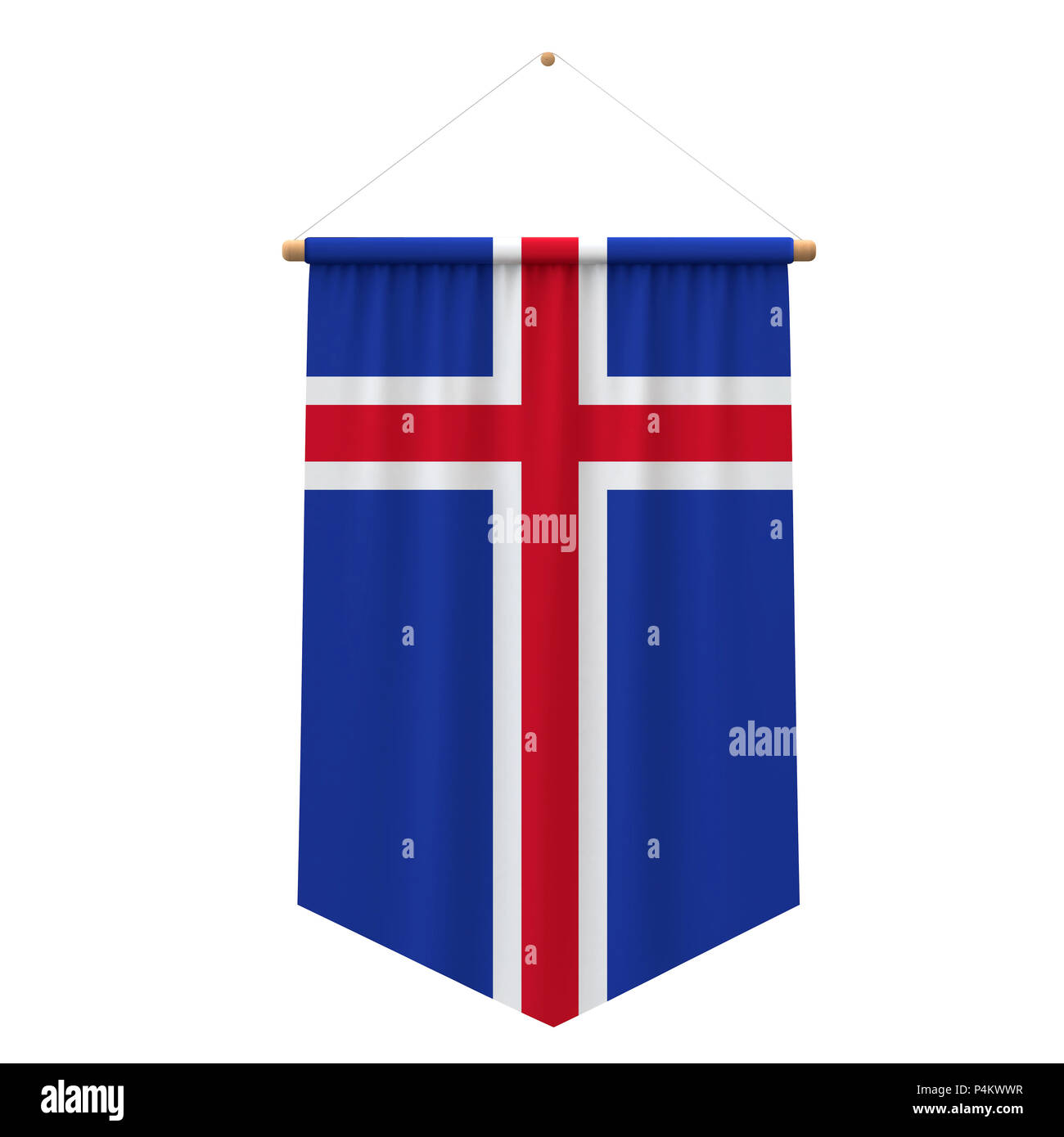 Iceland flag cloth hanging banner. 3D Rendering Stock Photo - Alamy