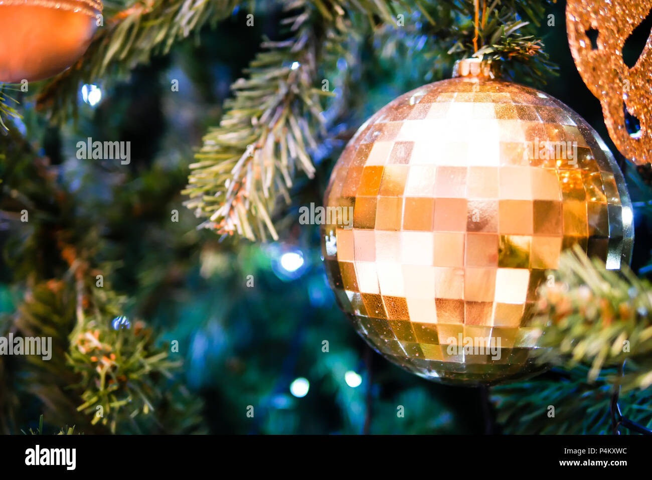 christmas tree with gold ball glitter Stock Photo Alamy