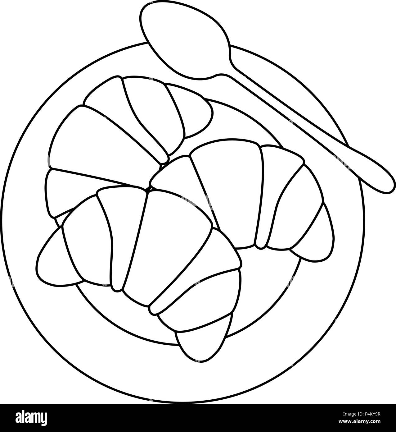 delicious bread croissant in dish bakery vector illustration design ...