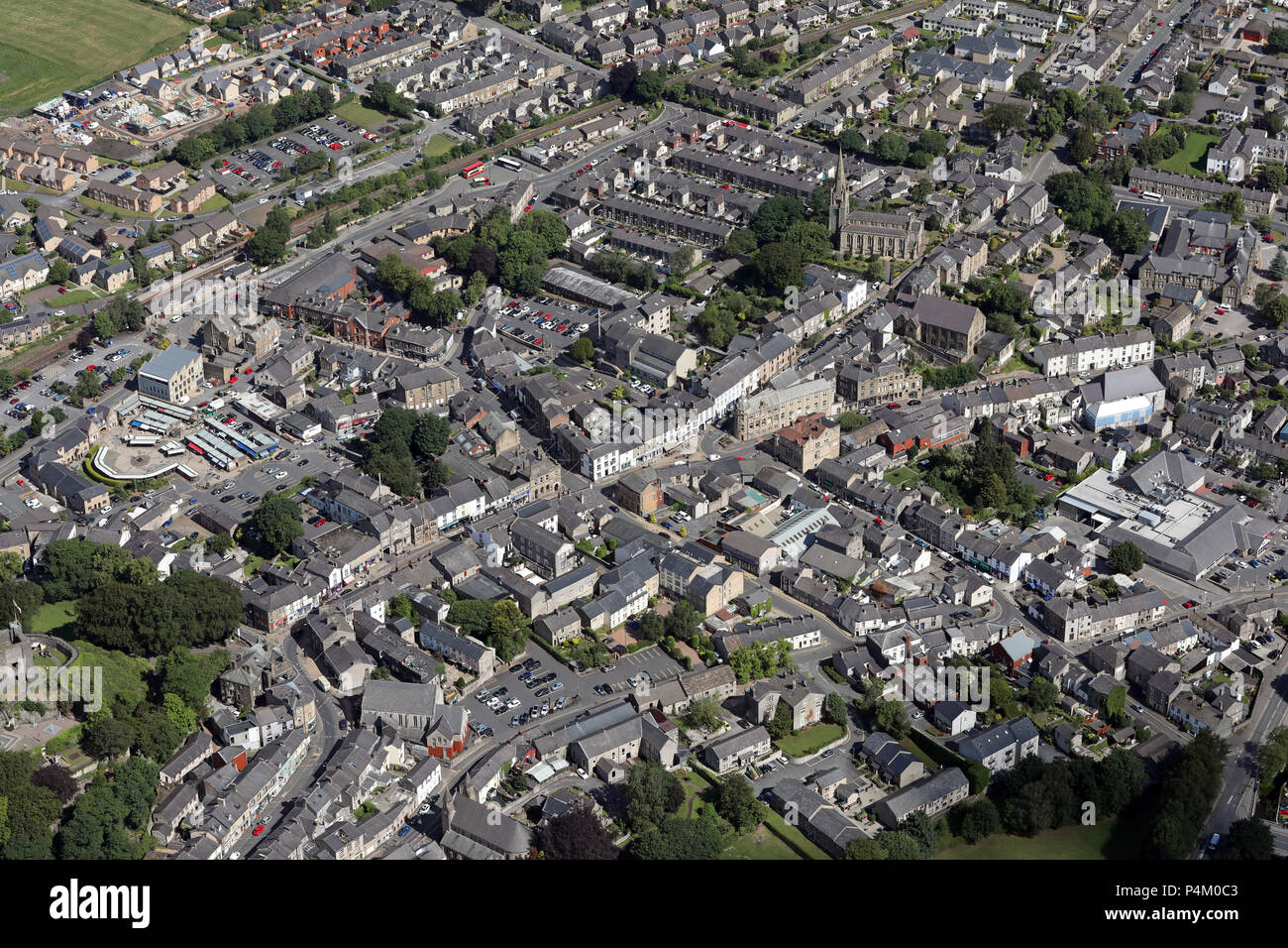 aerial view of Clitheroe town centre, Lancashire, UK Stock Photo Alamy