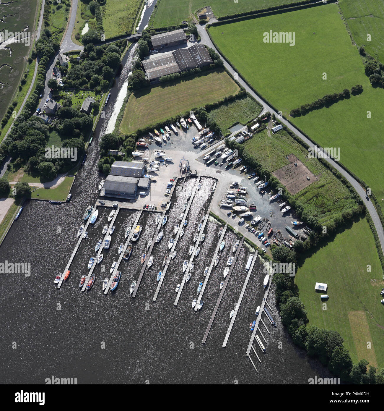 aerial view of Glasson Marina in Lancashire Stock Photo