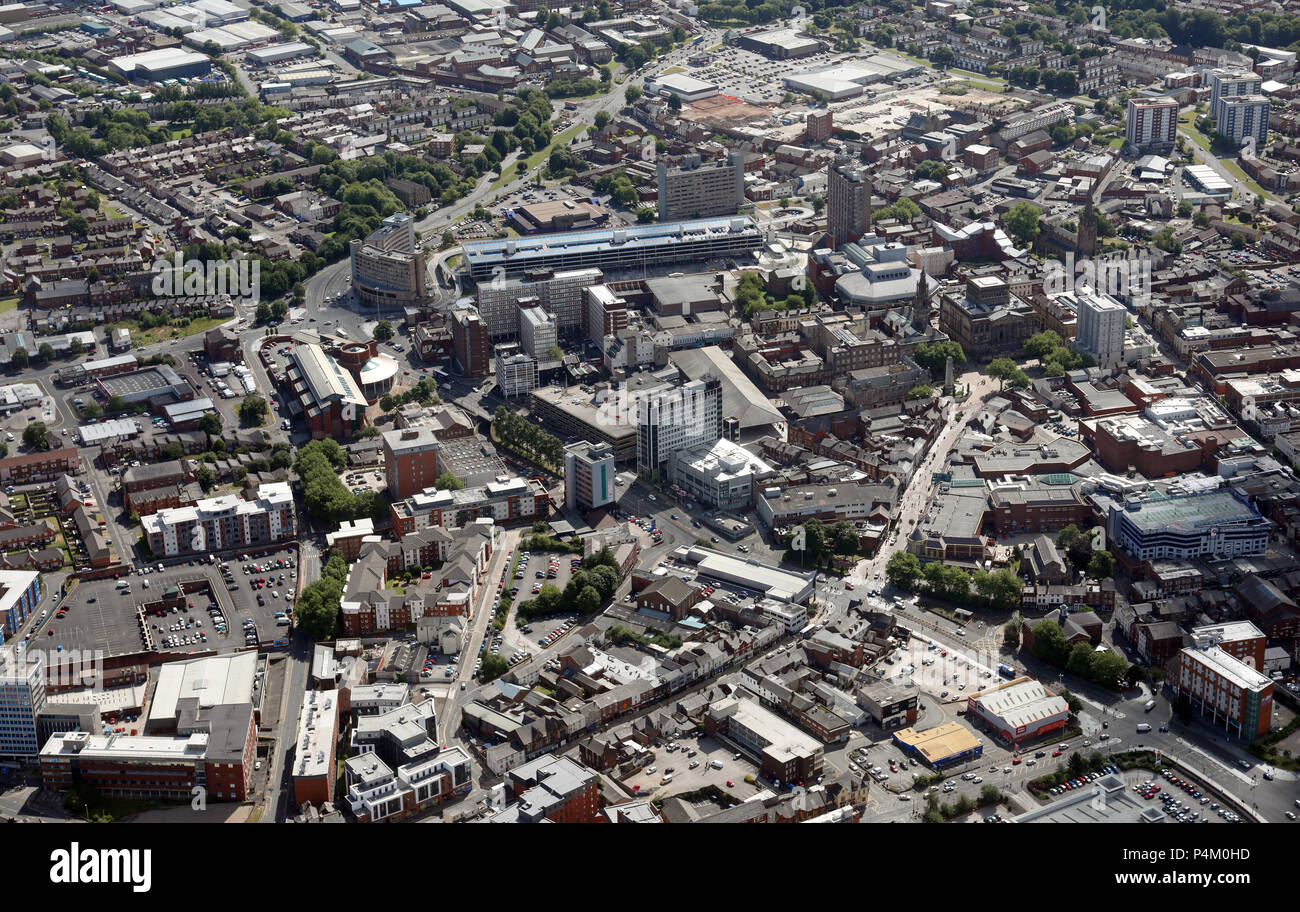 aerial view of Preston city centre, Lancashire Stock Photo