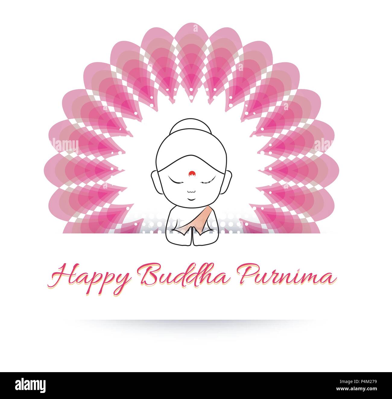 Buddha Purnima or vesak day- marking the birth of Lord Buddha with sacred lotus symbol Stock Vector