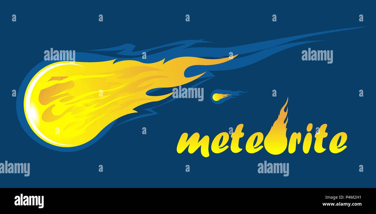 Falling meteorite with inscription  Stock Vector