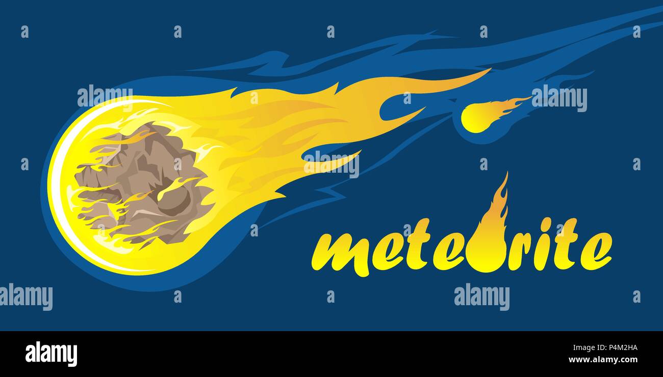 Falling meteorite with inscription  Stock Vector