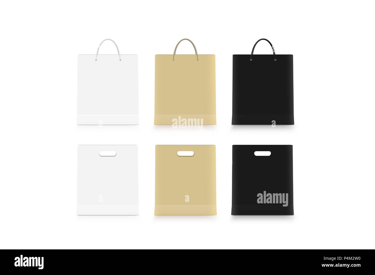 Blank paper bag mock ups isolated, white, craft brown and black, 3d  rendering. White clear magazine packet mockup design presentation. Empty  supermark Stock Photo - Alamy