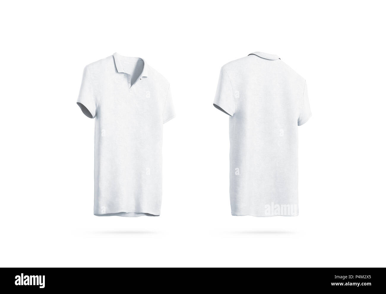 Blank white polo shirt mockup isolated, front and back side view, 3d  rendering. Empty sport t-