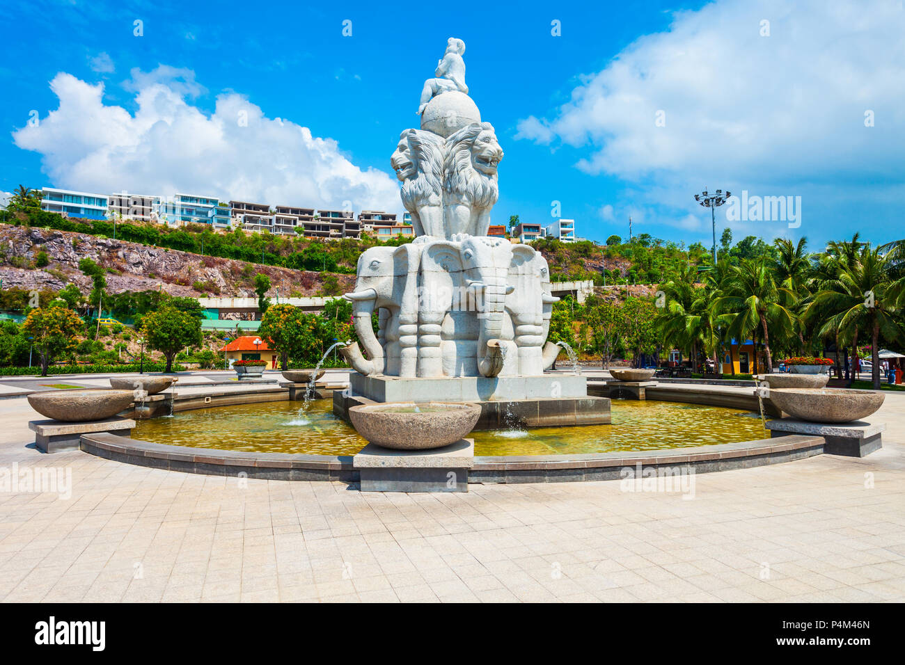 Lion and elephant sculpture at the Vinpearl amusement park in Nha Trang in Vietnam Stock Photo