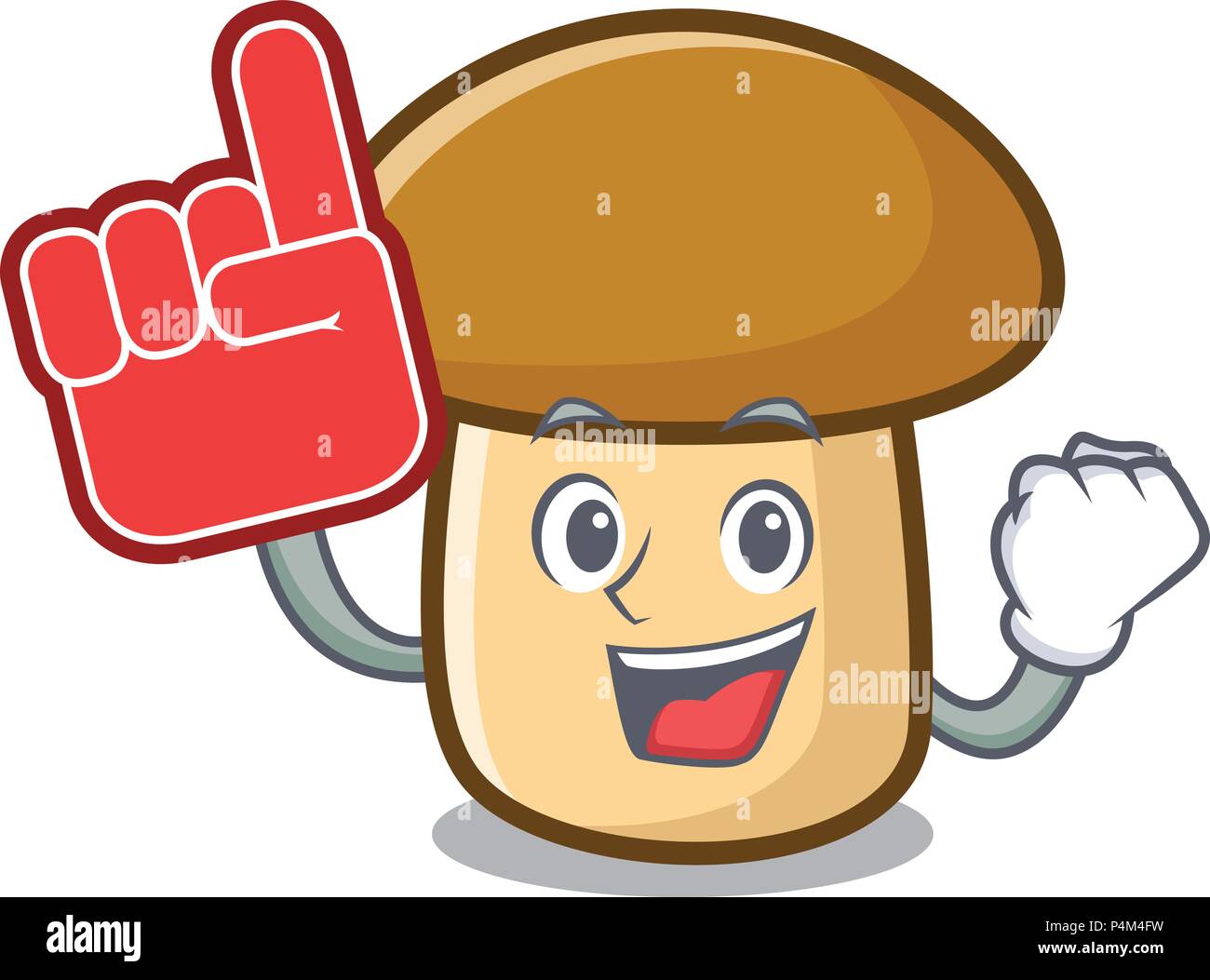 Foam finger porcini mushroom mascot cartoon Stock Vector Image & Art