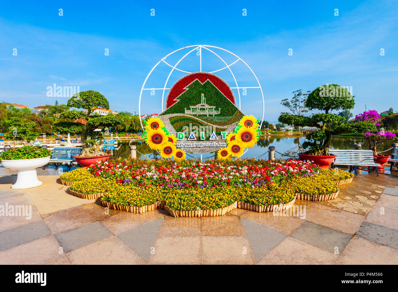 DALAT, VIETNAM - MARCH 13, 2018: Dalat Flower Garden Park in Da Lat city in Vietnam Stock Photo