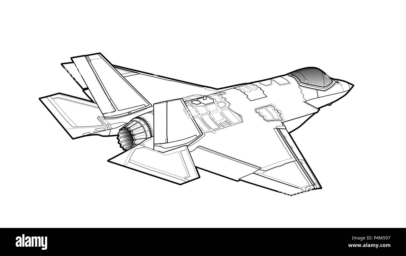 How to Draw a Fighter Jet Step by Step - EasyLineDrawing