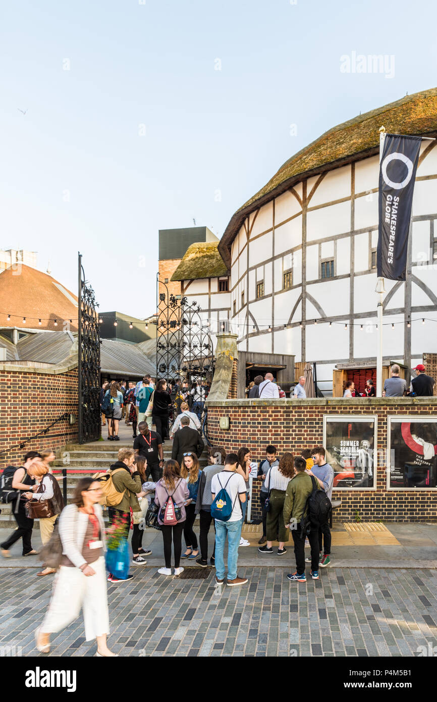 London. June 2018. A view of people outside the shakespere globe theatre in London. Stock Photo
