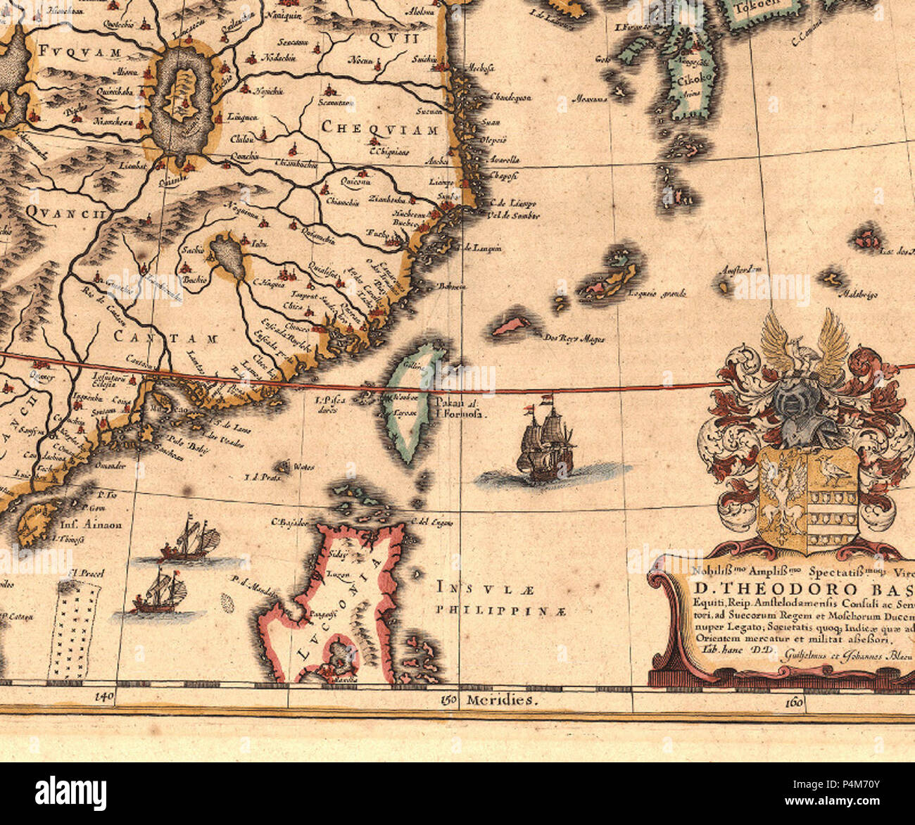 1635 Map of Formosa (Taiwan) and Surrounding Countries by Dutch