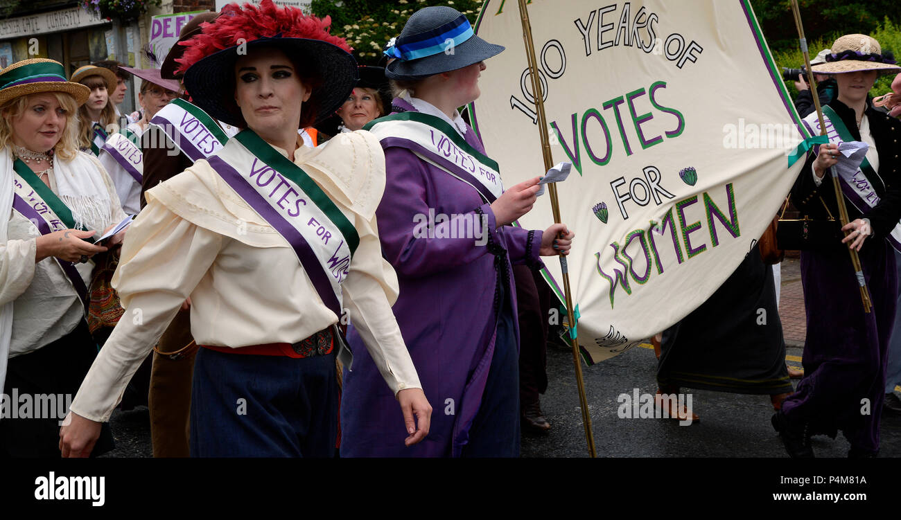 Present day march celebrating 100 years of votes for women Stock Photo