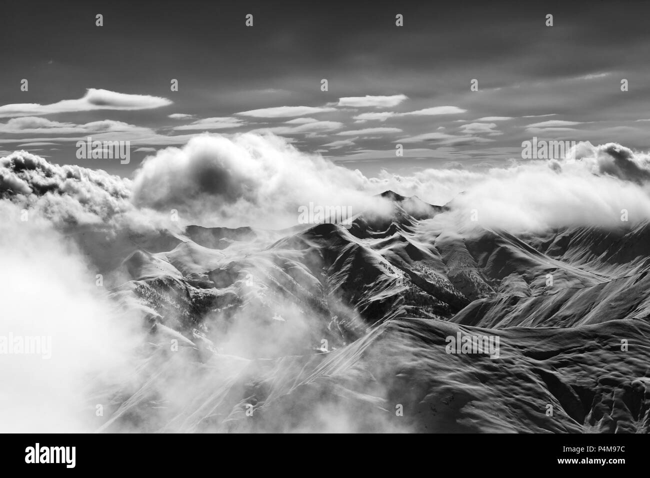 Sunset in beautiful snowy Black and White Stock Photos & Images - Alamy