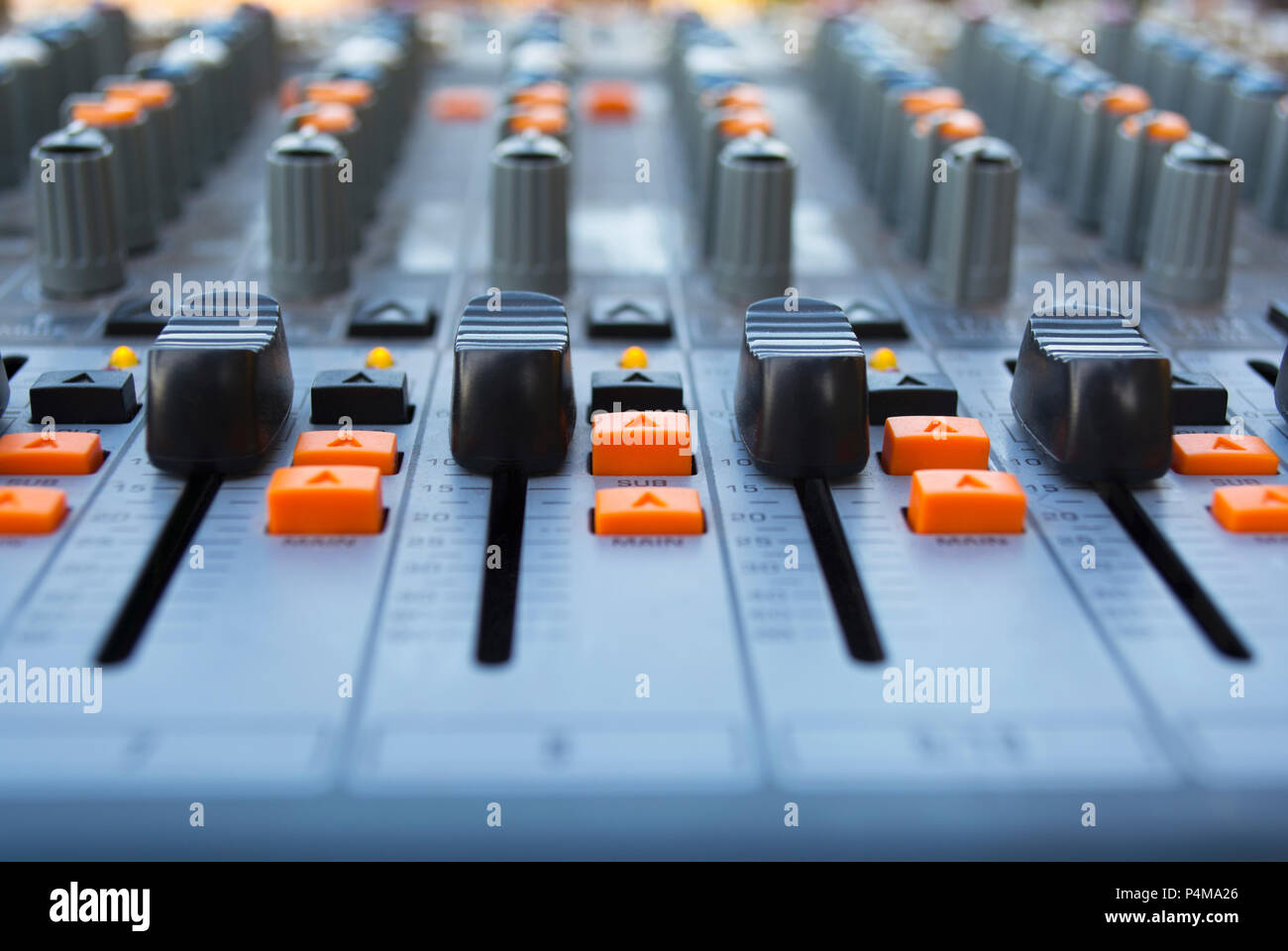 buttons equipment in audio recording outdoor studio of the orange