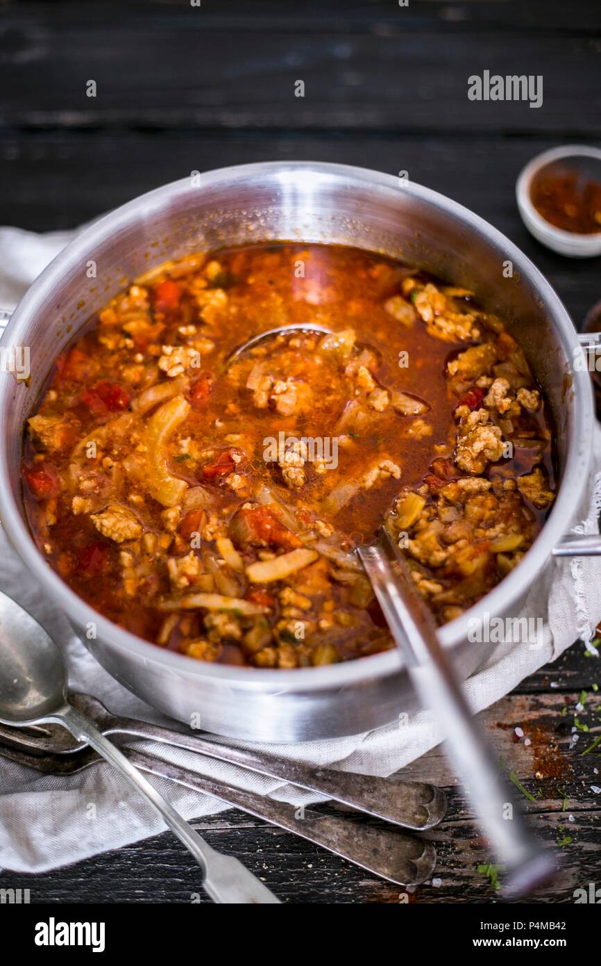 Stew with minced beef, cabbage, paprika and tomatoes (Eastern Europe