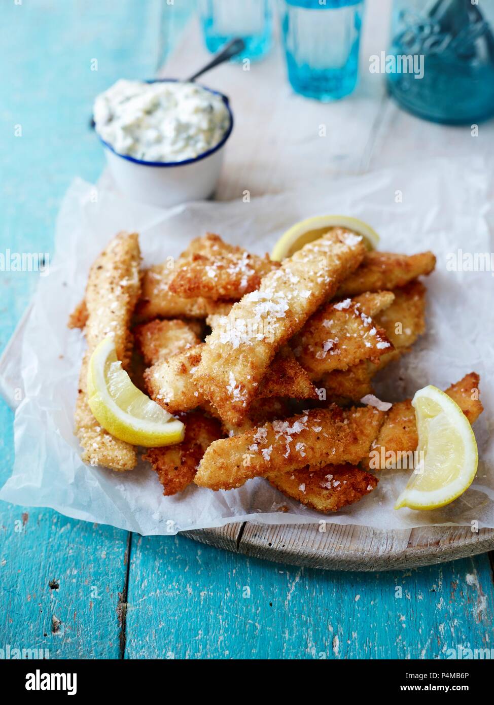 Fish fingers with tartar sauce Stock Photo Alamy