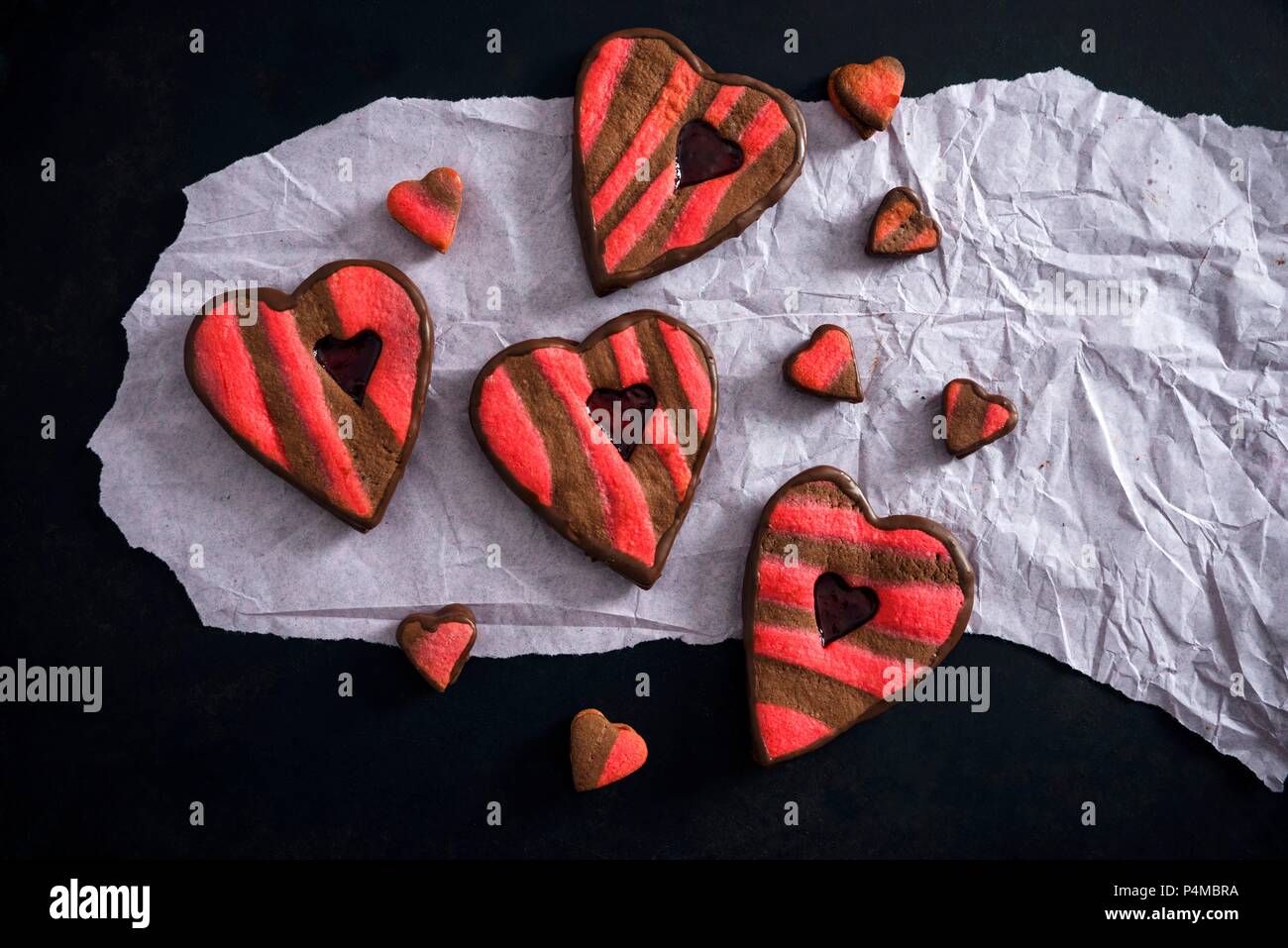 Heartshaped cakes filled with raspberry jelly (vegan Stock Photo Alamy